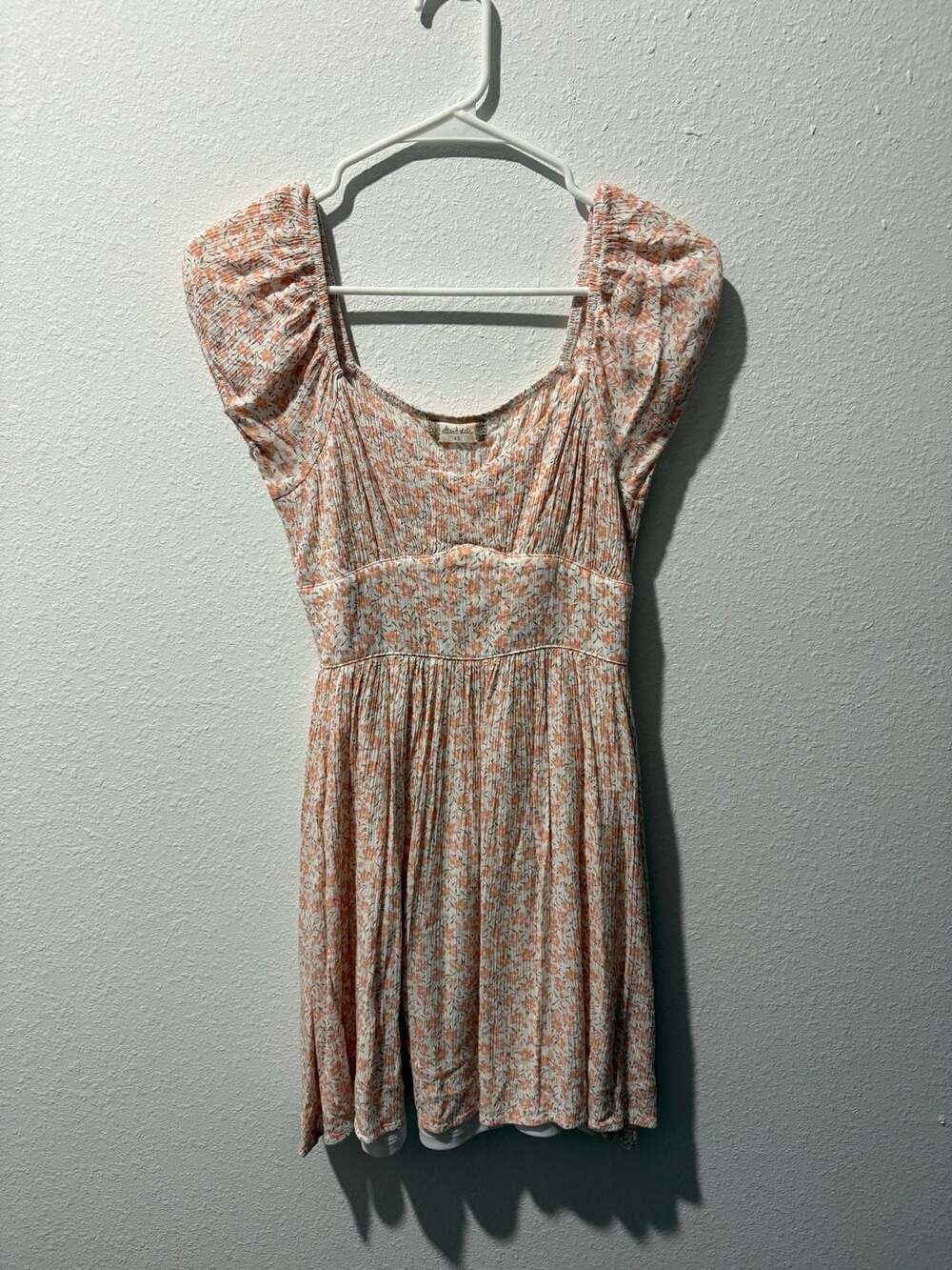 Altar'd State Mini Dress Size XS Pink Floral Puff Sleeve Smocked